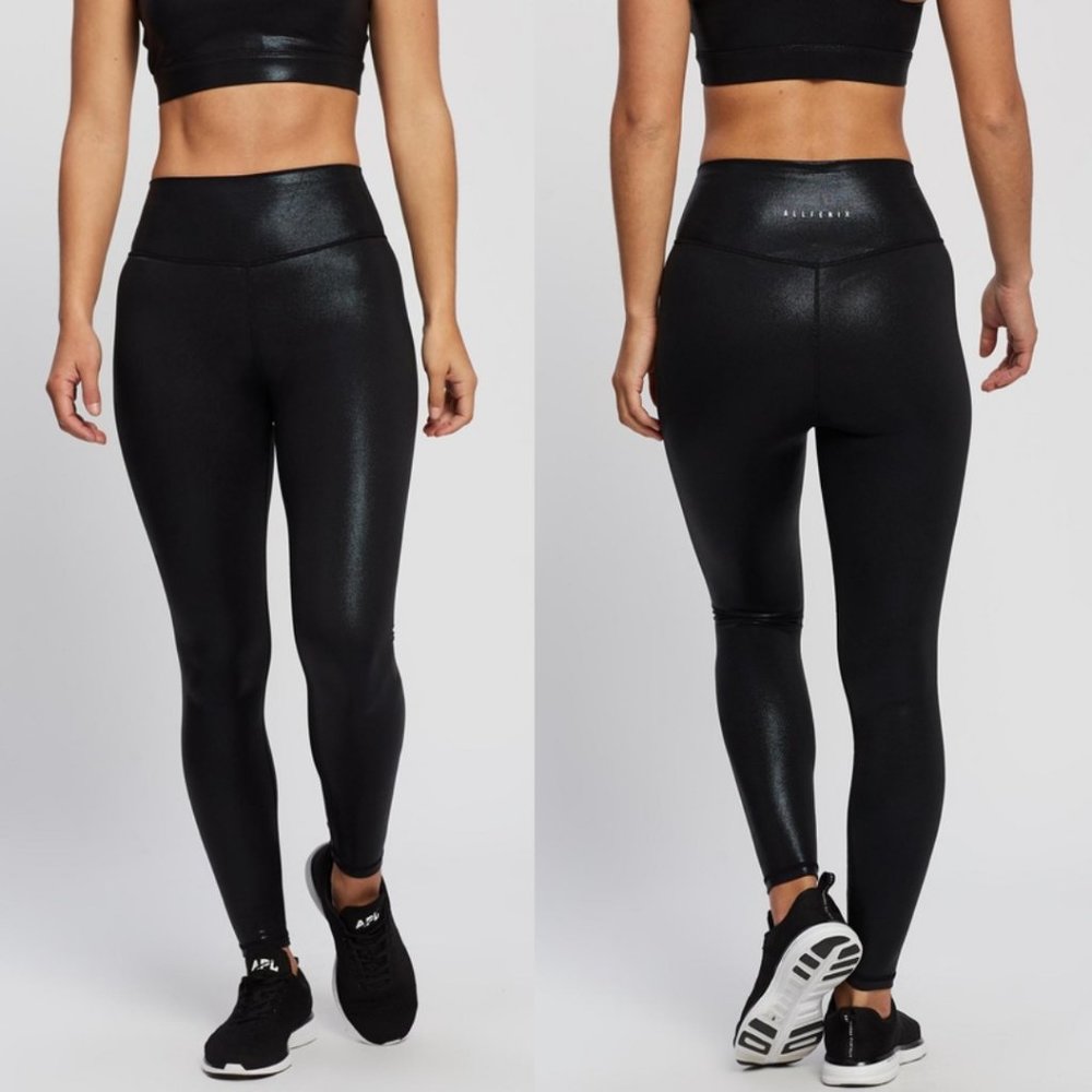 All Fenix Liquid Black Shiny High Rise 7/8 Leggings